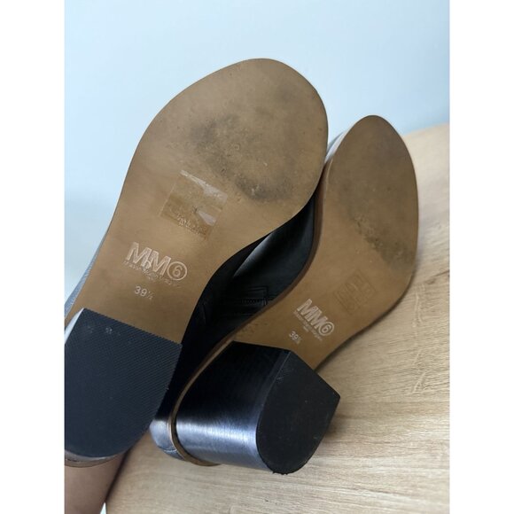 MM6 by Maison Martin Margiela Paris Black Ankle Boots With Black Chain Size 39 - Picture 5 of 6